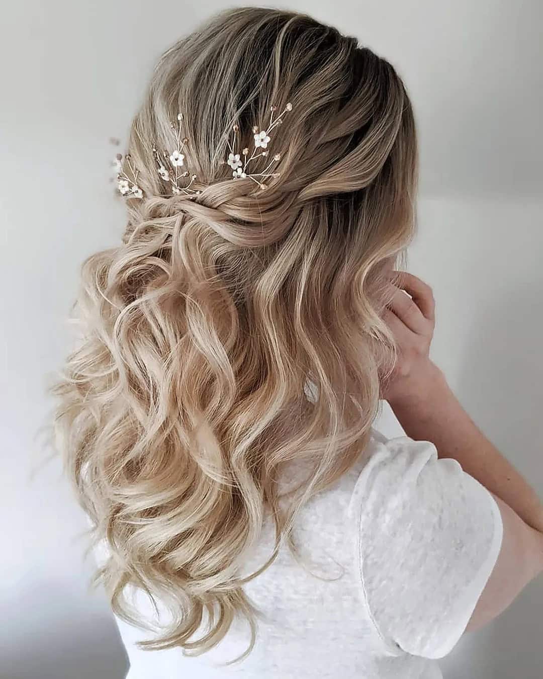 Medium Length Hair Half Up Half Down Wedding Hairstyles