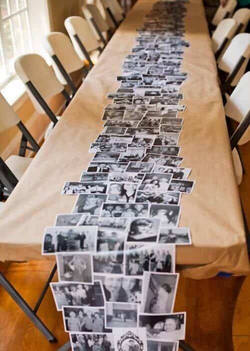 Family photo table runner