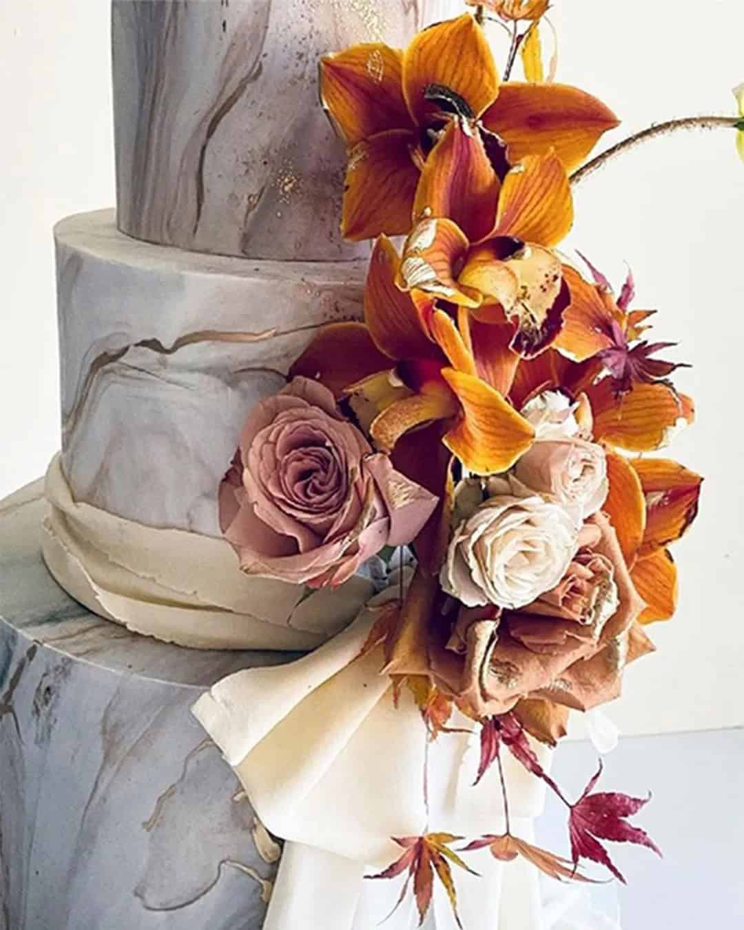 Rustic Wedding Cakes Marble Effect