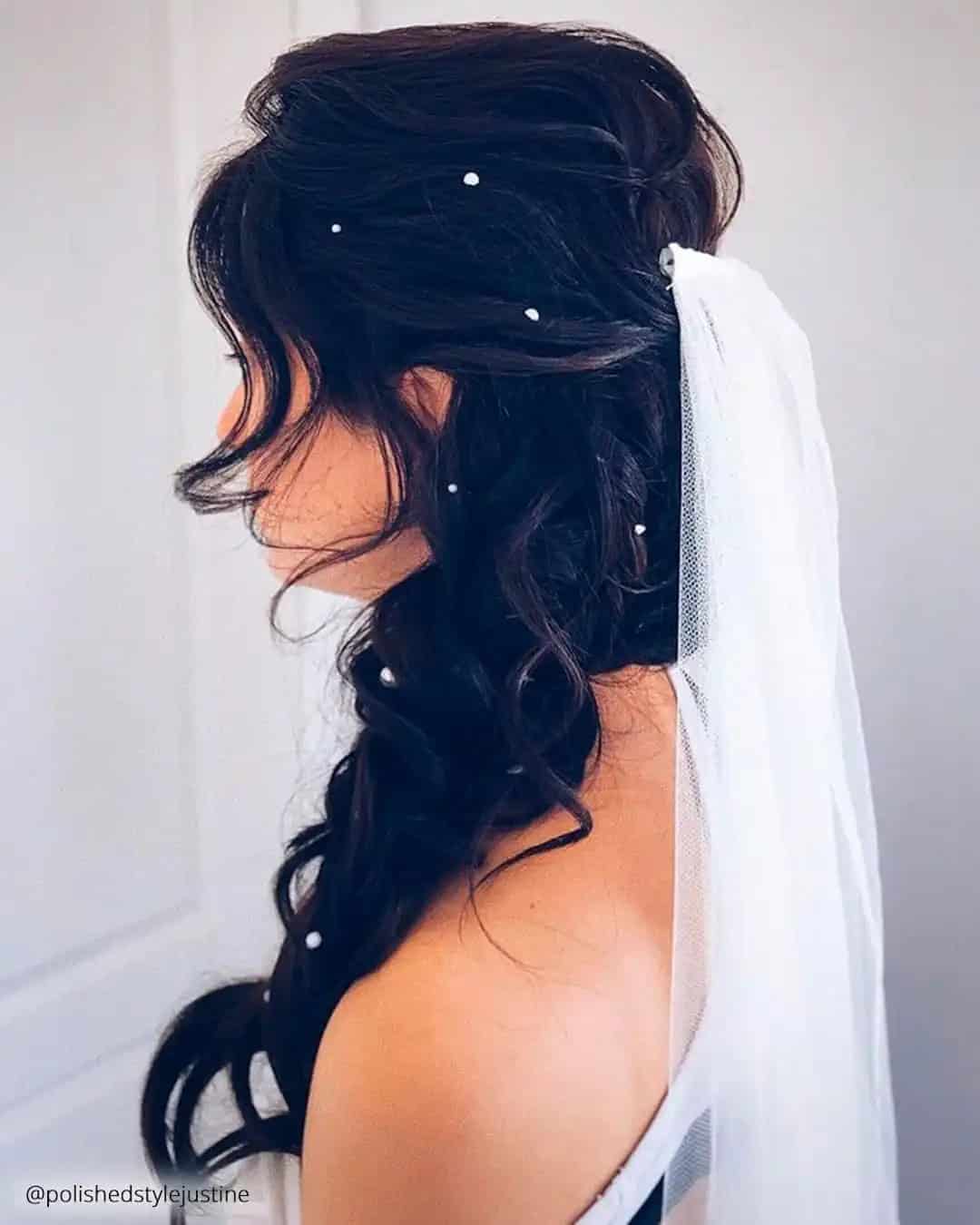 Side Swept Wedding Hairstyles With Veil