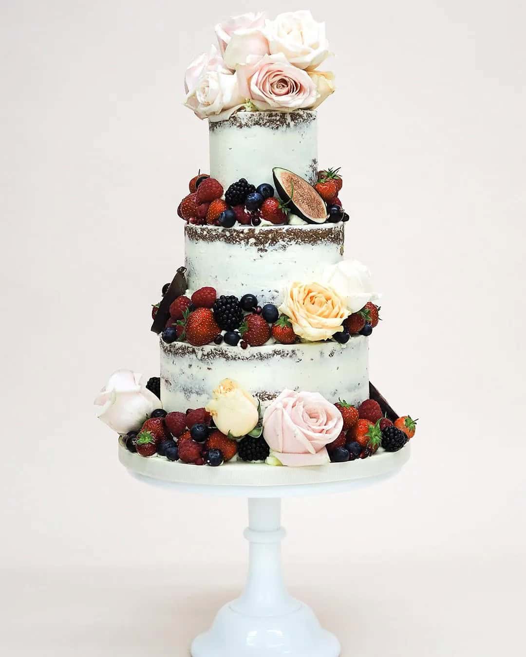 Wedding Cakes with Buttercream Icing and Fruits