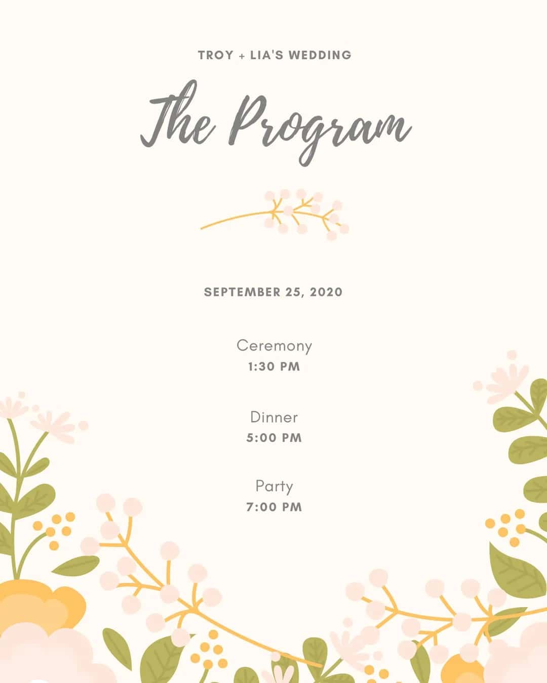 Simple Free Wedding Program Templates