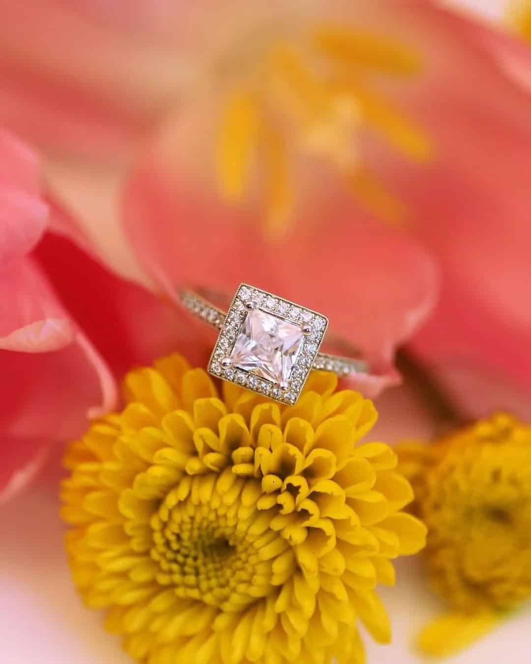 Halo Princess Cut Engagement Rings