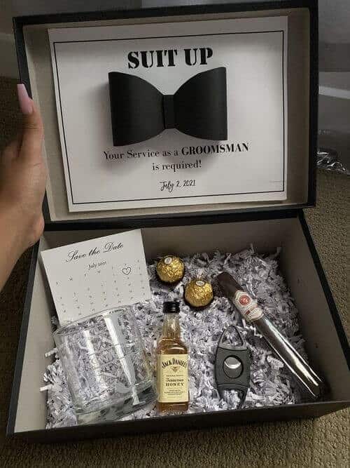 Classy suit-up proposal box