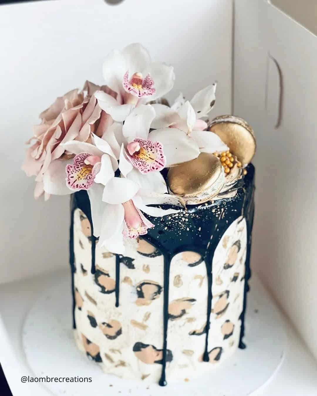 Rose, Gold And Black Cake Ideas