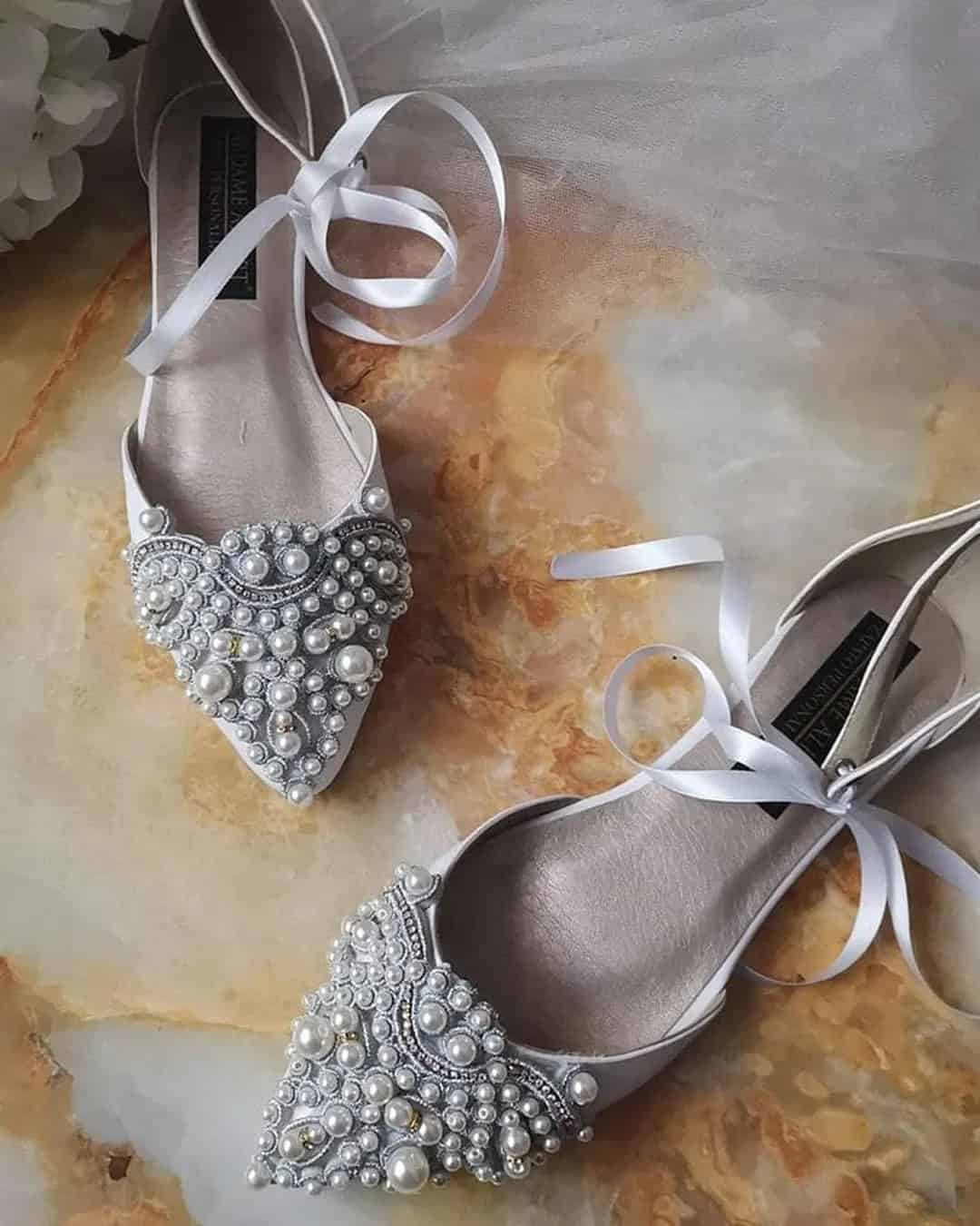 Silver Flat Shoes For Wedding