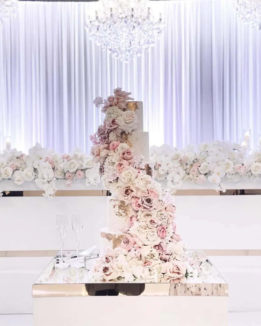 Flower Cascade On The Cake