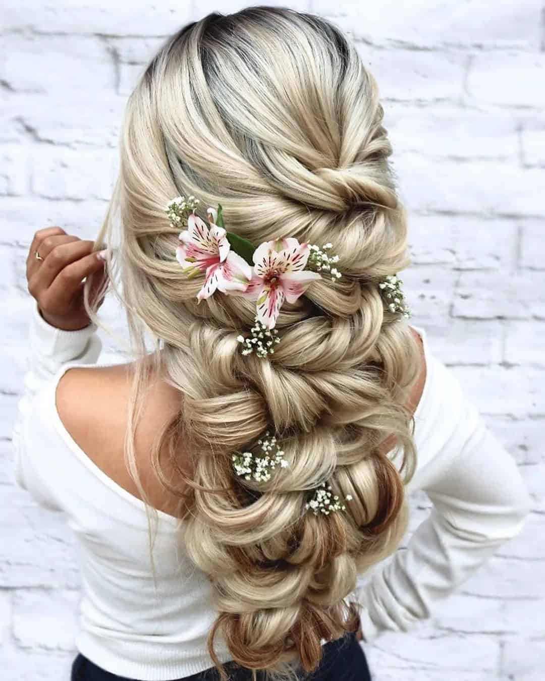 Wedding Styles With Flowers In Hair Down