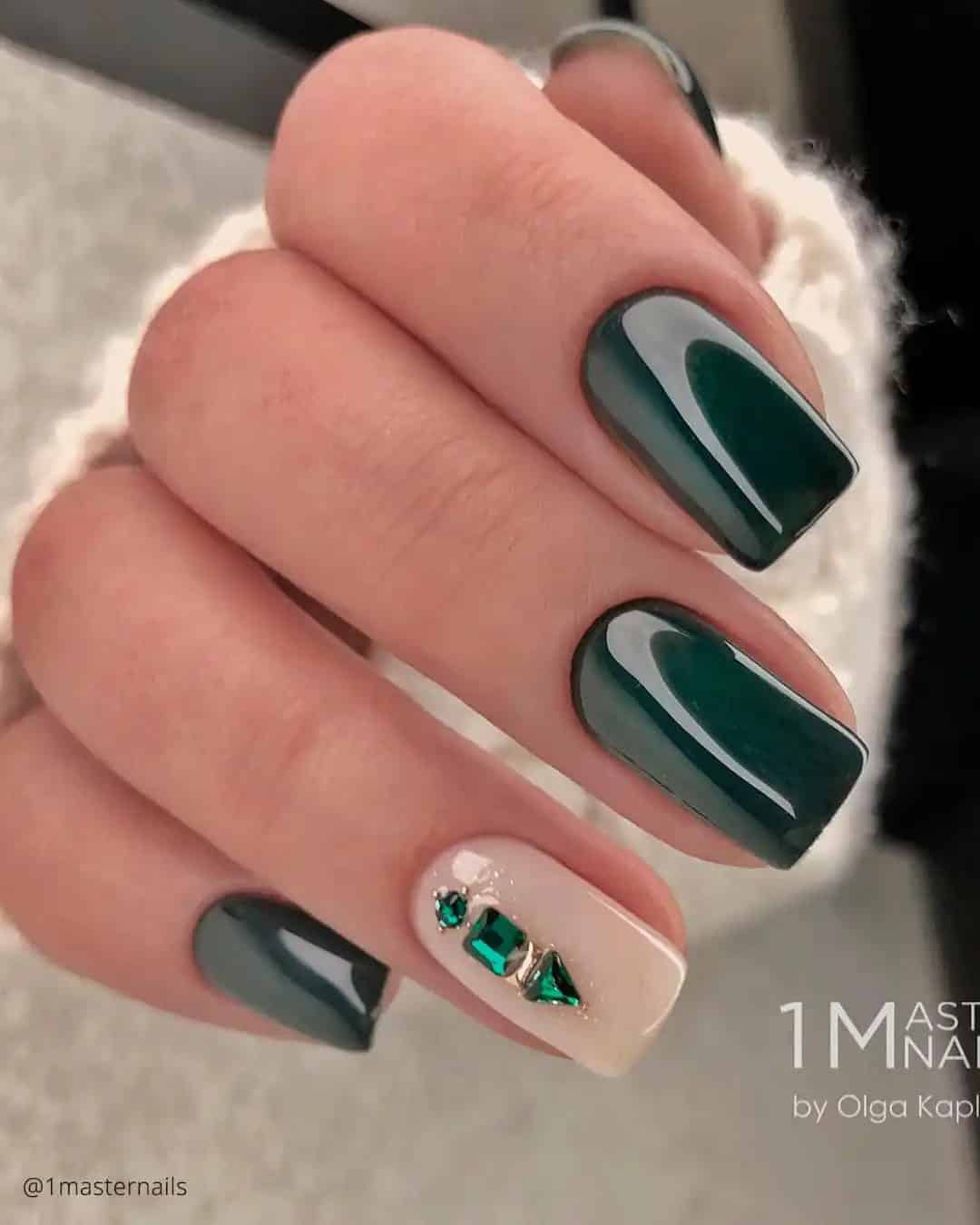 Green Color Indian Nail Designs