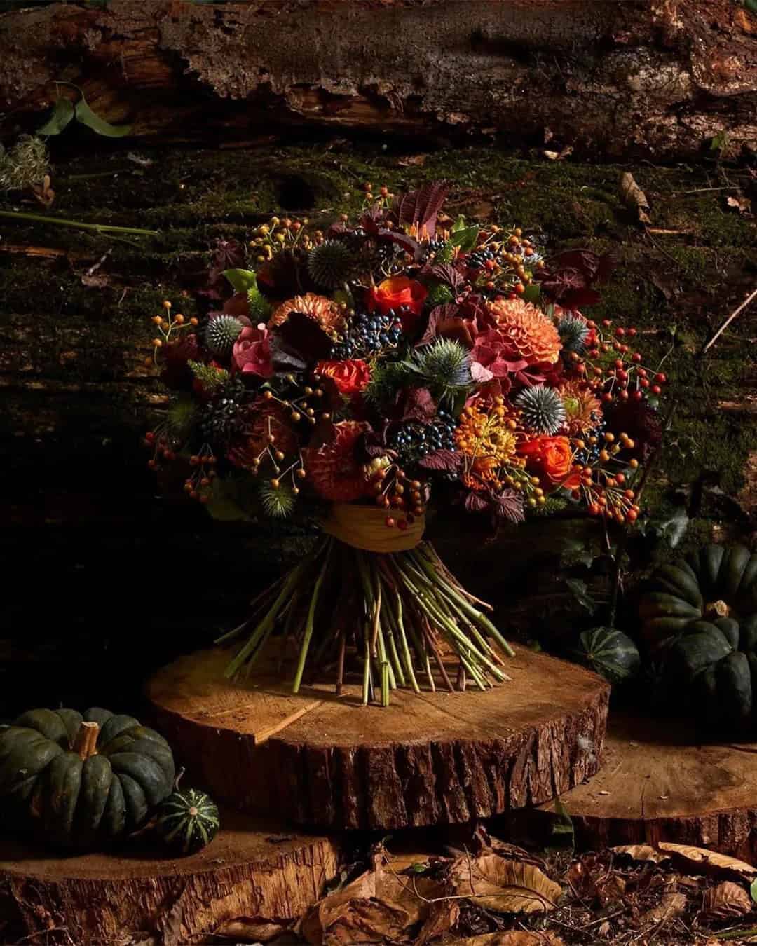 Wedding Bouquets With Fall Fruits, Berries And Veggies