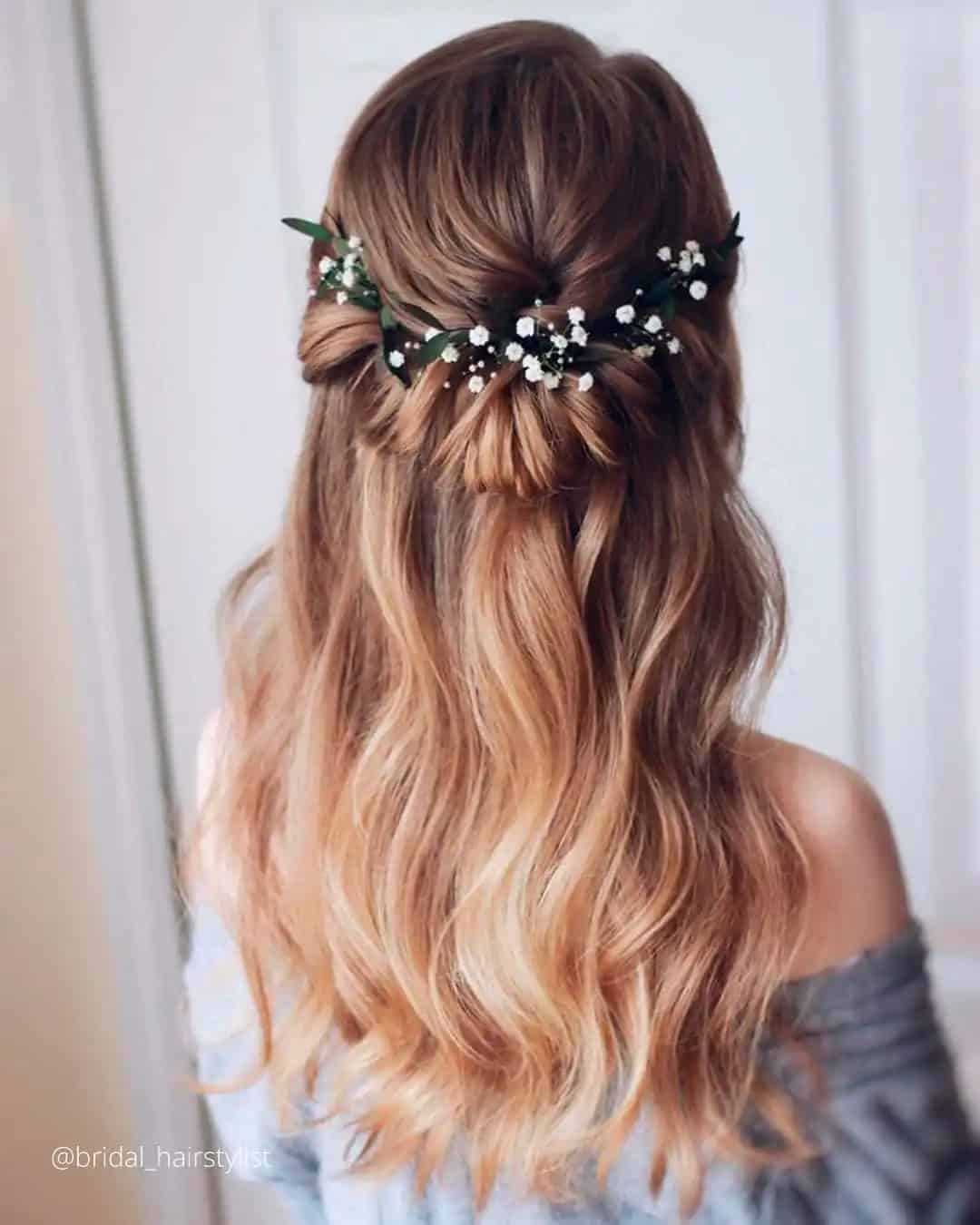 Half Up Half Down Wedding Hairstyles Straight Hair