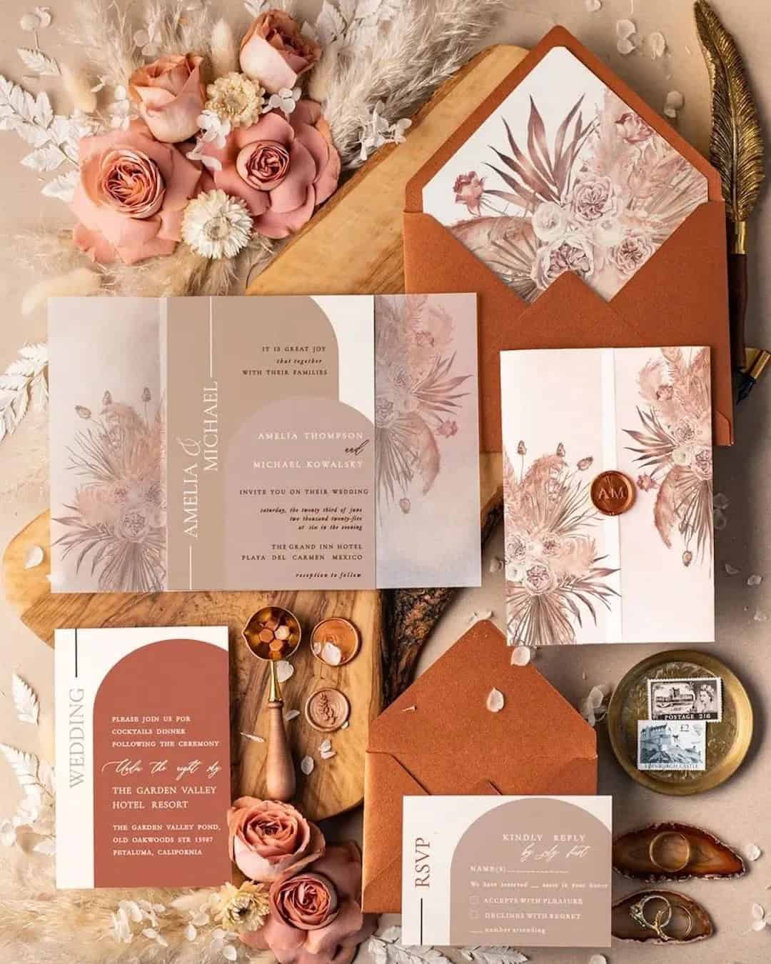 Boho Terracotta Wedding Invitations