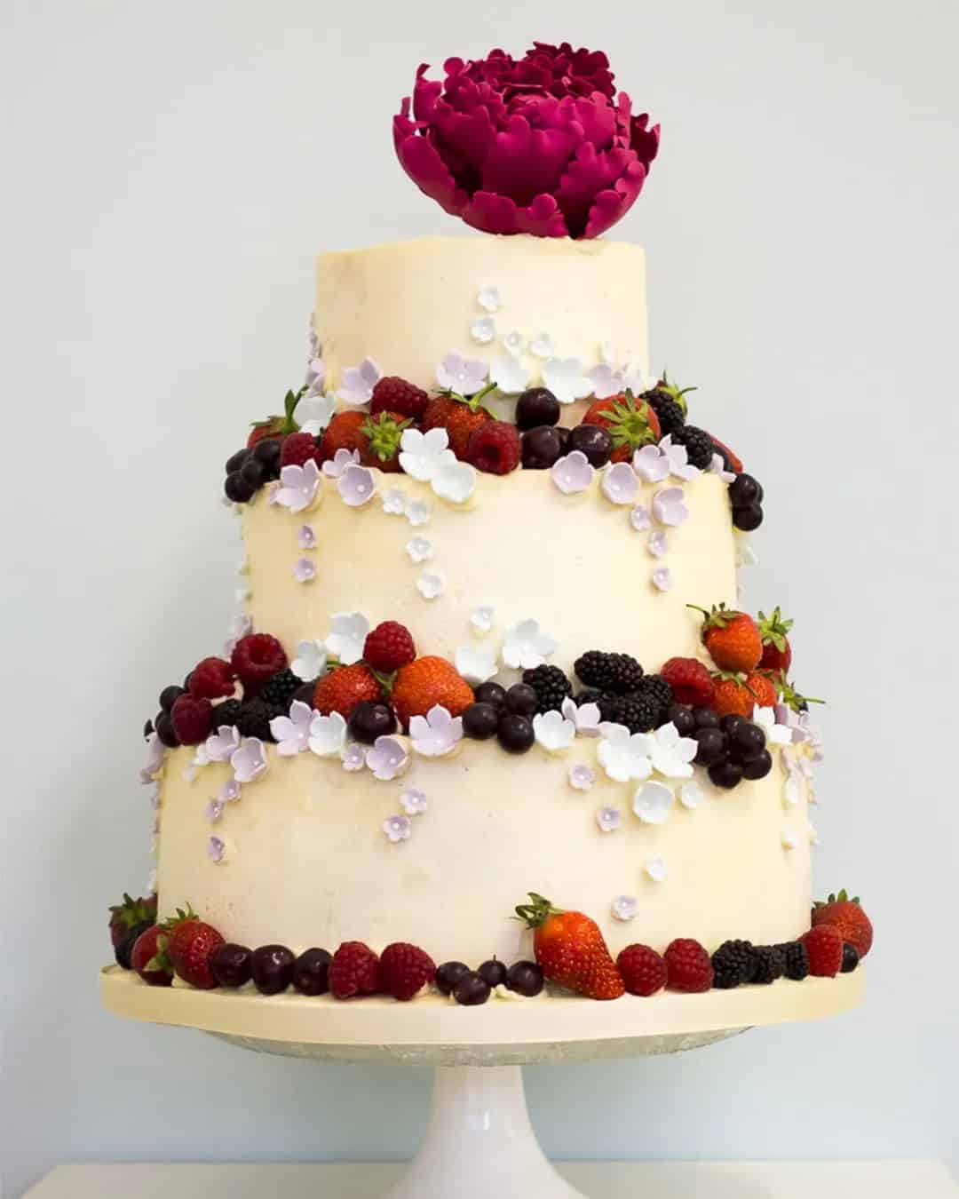 Wedding Cakes with Buttercream Icing and Fruits