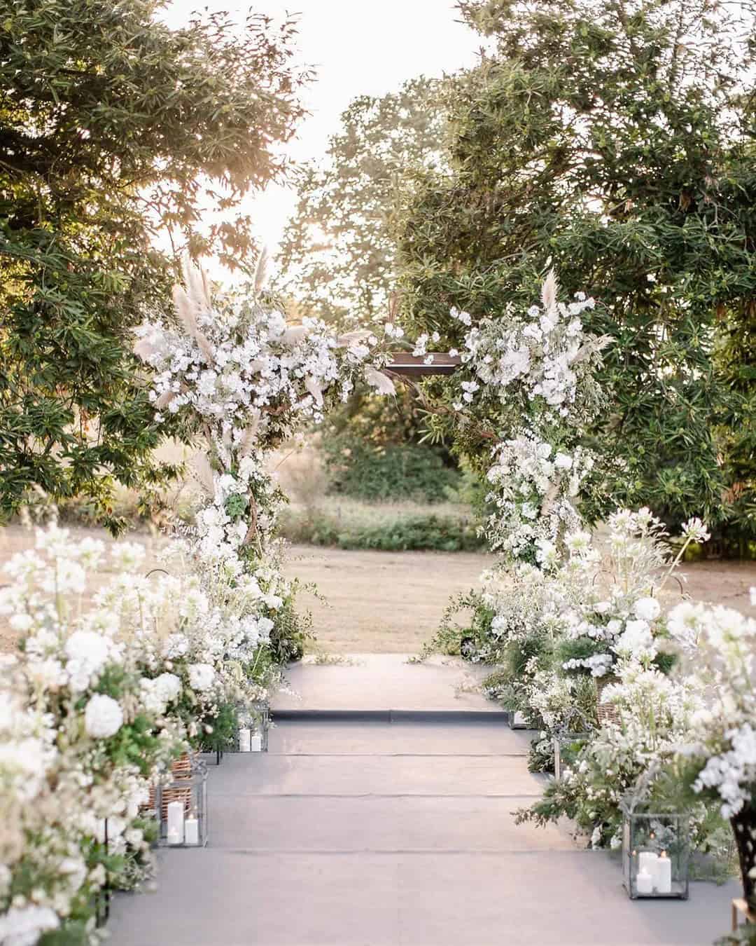 All White Wedding Ceremony Decor