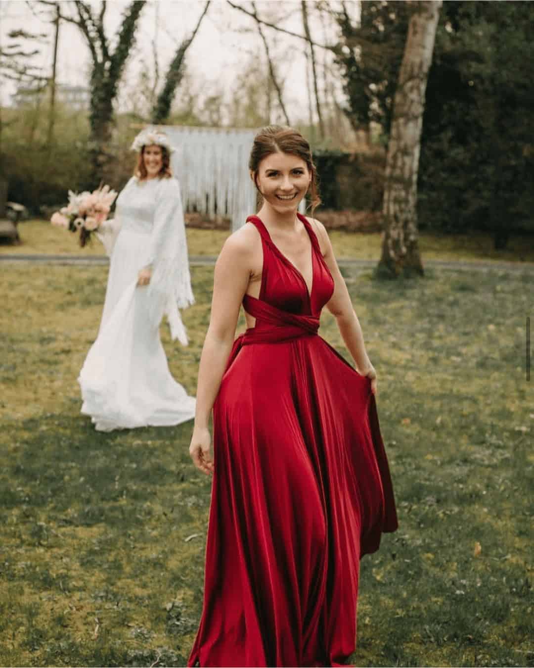 Red And White Bridesmaid Dresses Ideas