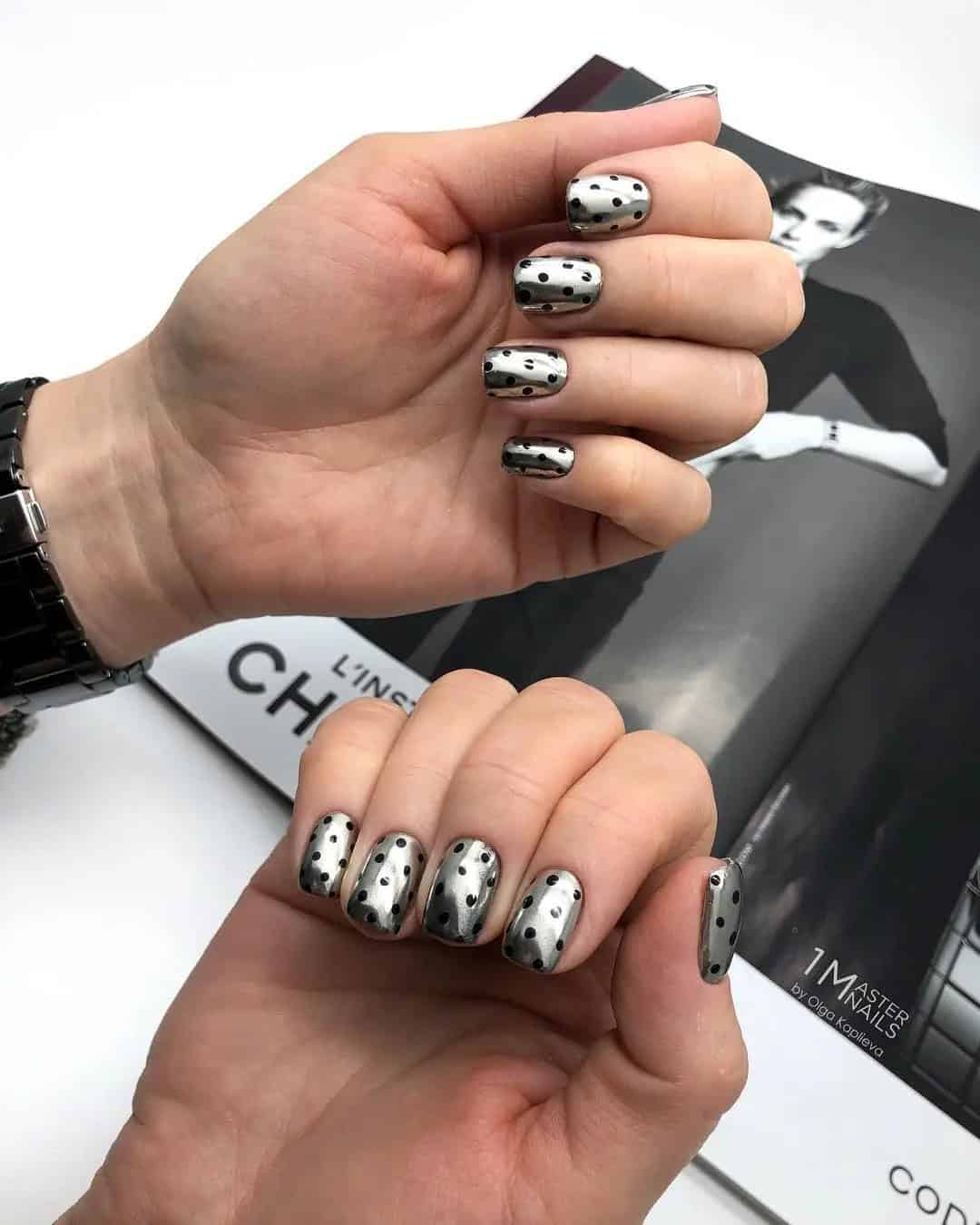 Black And Silver Nails