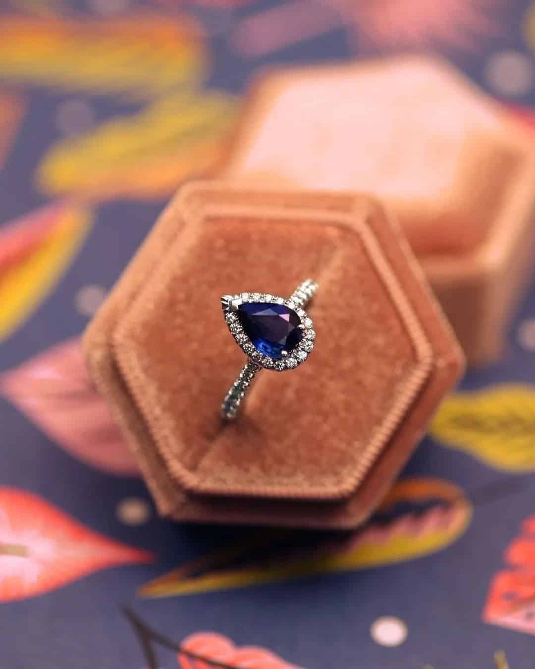 Sapphire Halo Rings