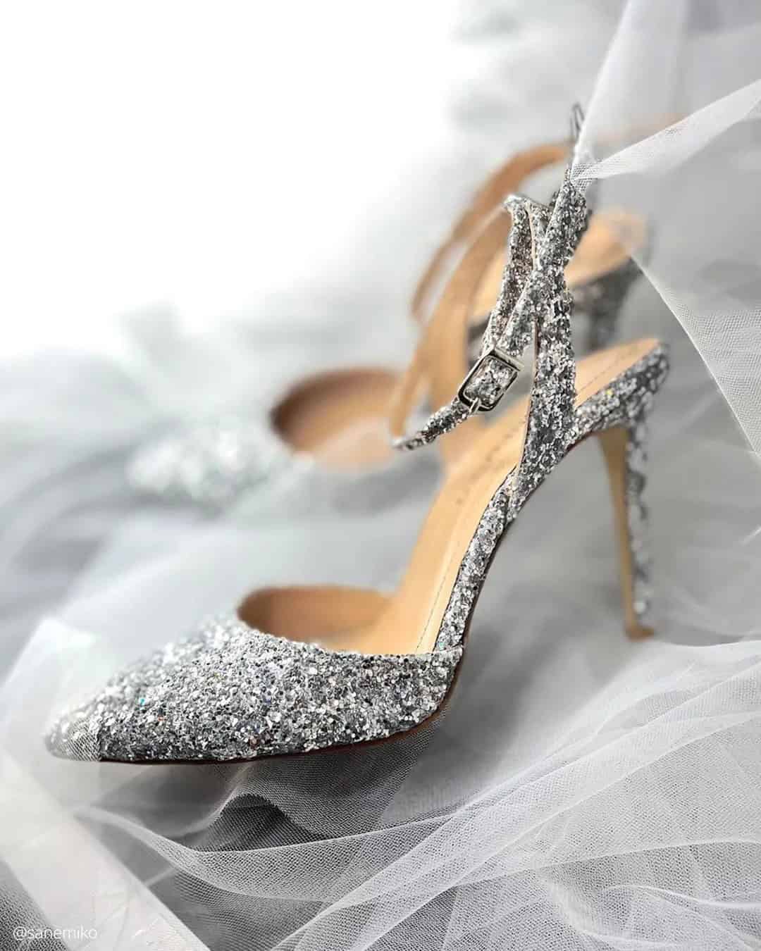 Silver Sparkly Shoes For Wedding