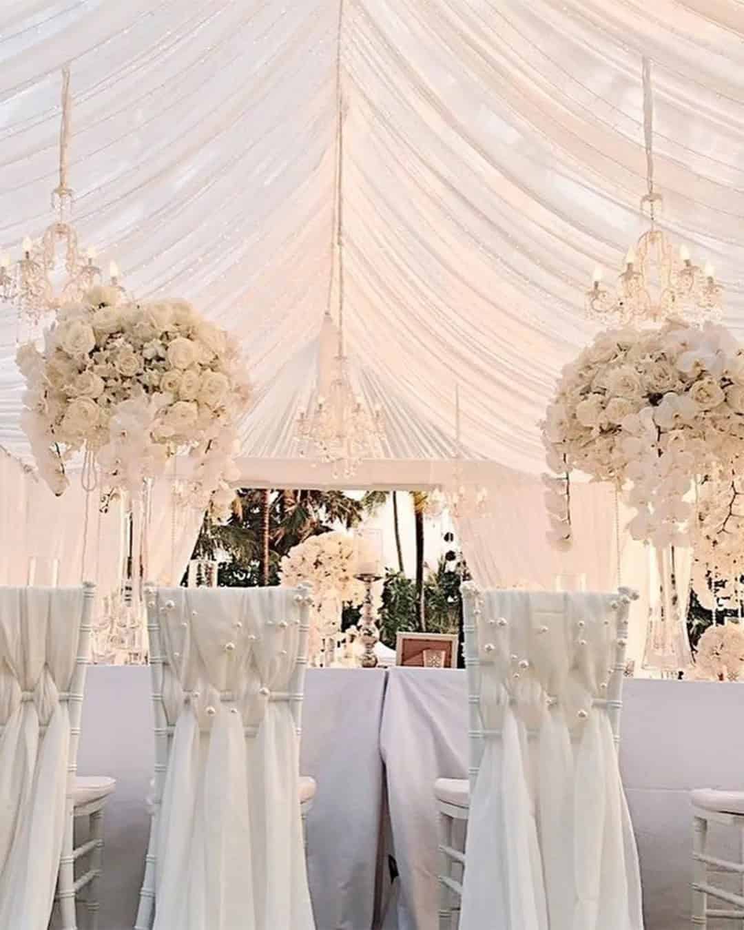 White Wedding Decor Ideas Under Tents