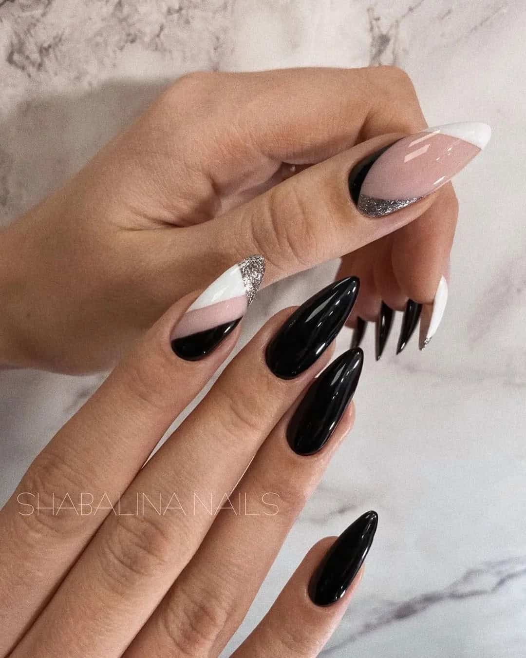 Black Stiletto Wedding Nails