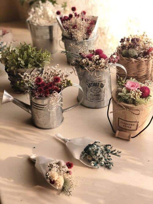 Tin can mini bouquets