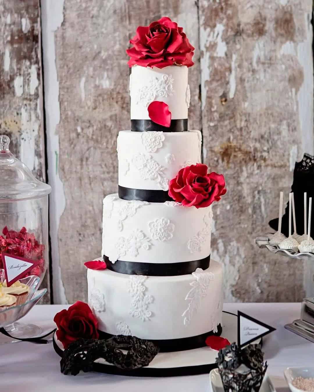 Red Black Wedding Cake Ideas