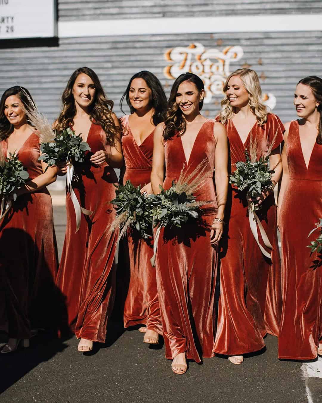 Rust Bridesmaid Gowns