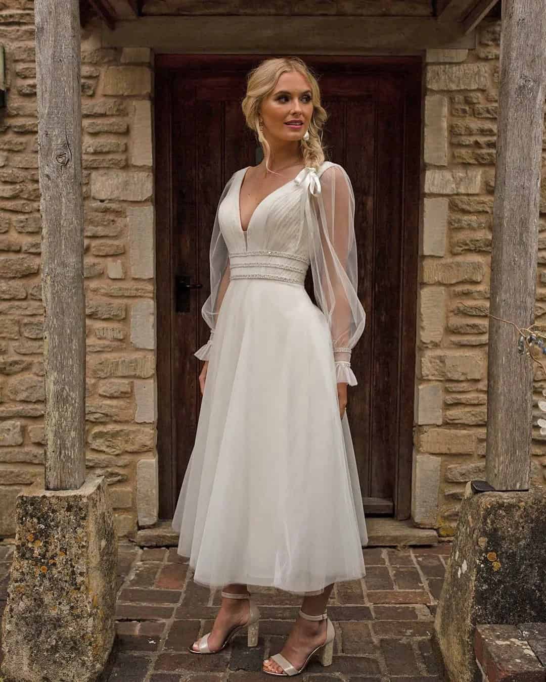 Casual Tea Length Bridal Gowns