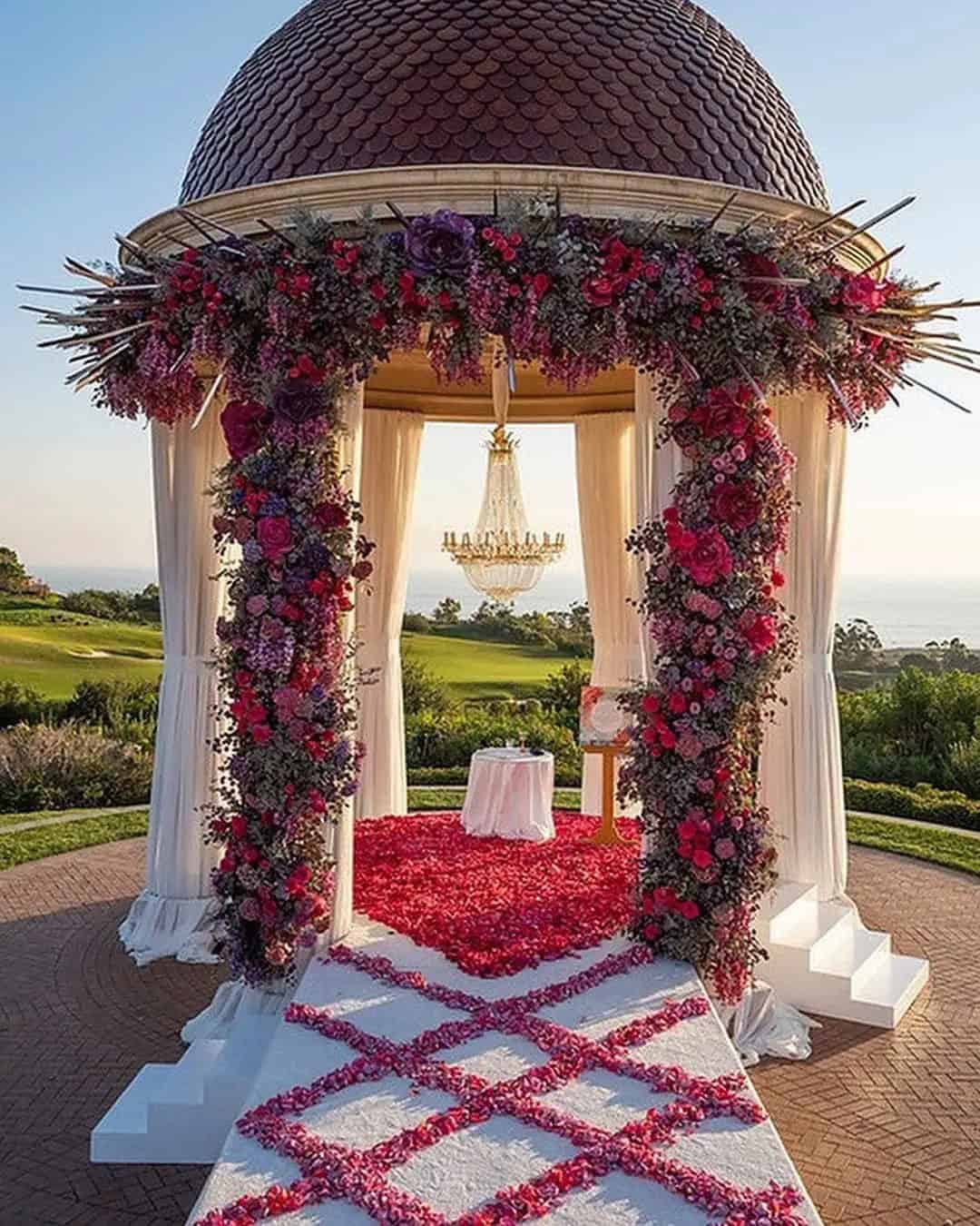 Red And White Wedding Aisle Decorations