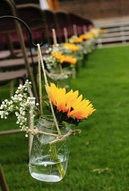 Mason jar and sunflower decor