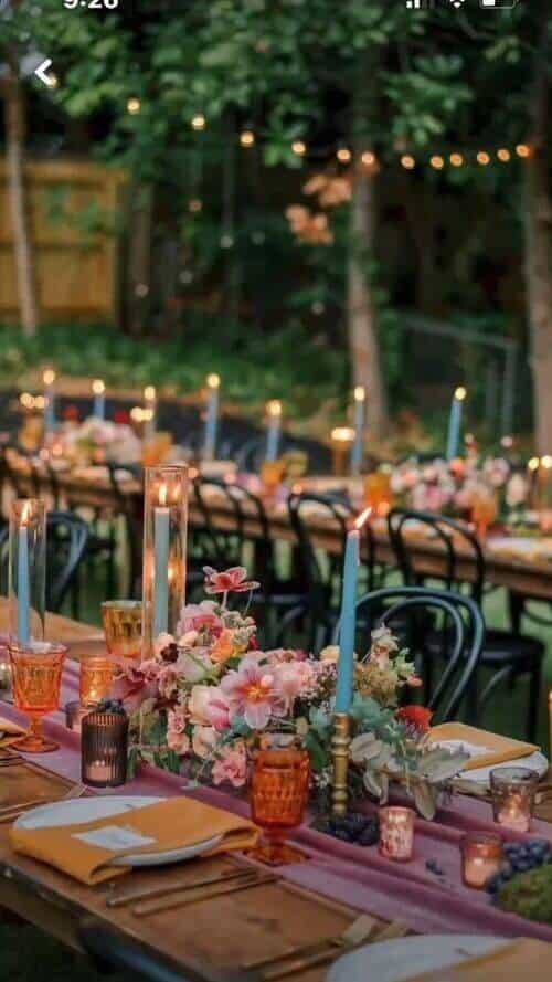 Orange and dusty pink table settings