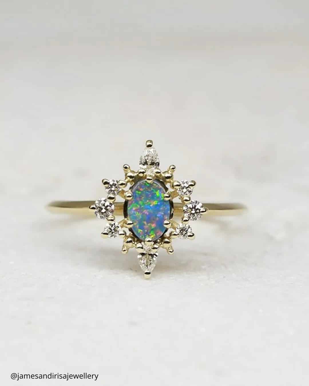 Engagement Rings With Black Opal