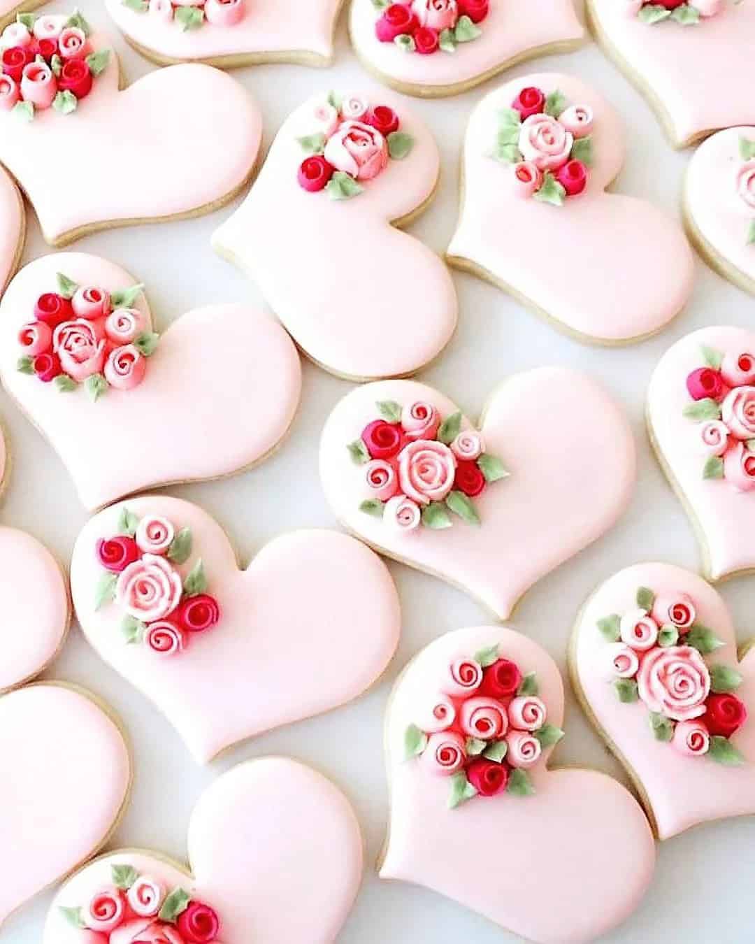 Cute Rose Hearts Cookies