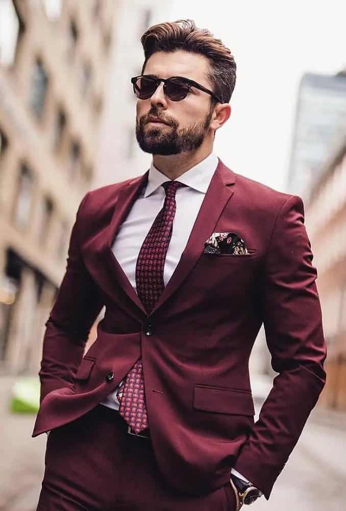 Burgundy Groom Suits