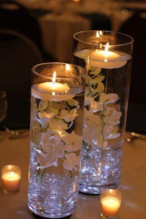 Floating candles and florals