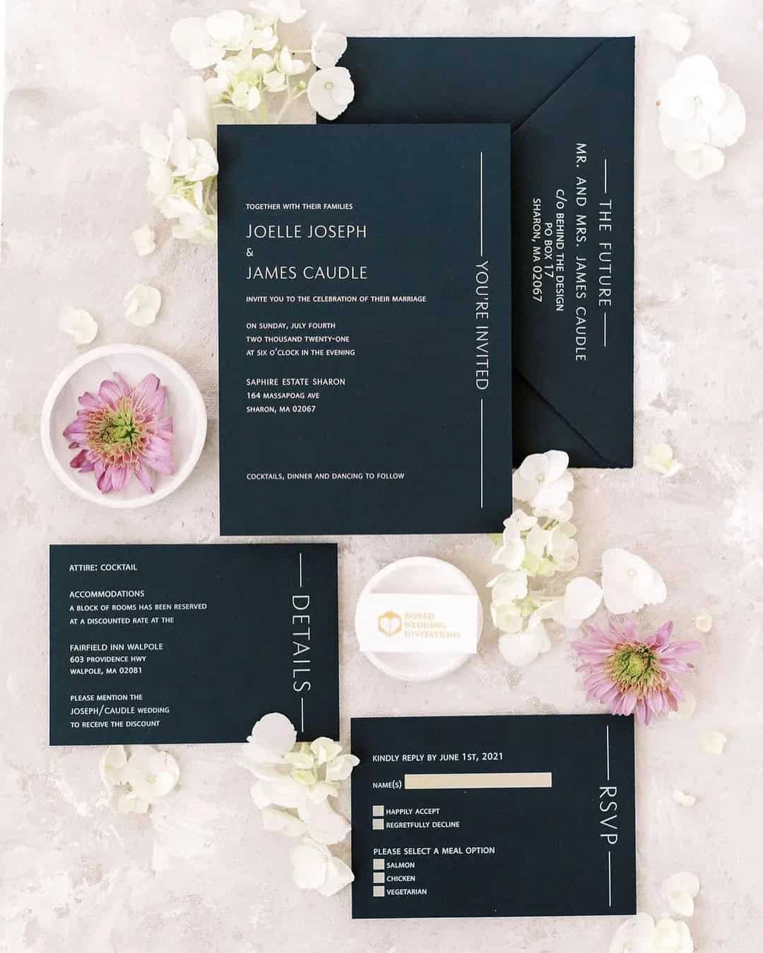 Black Stationery for a Wedding