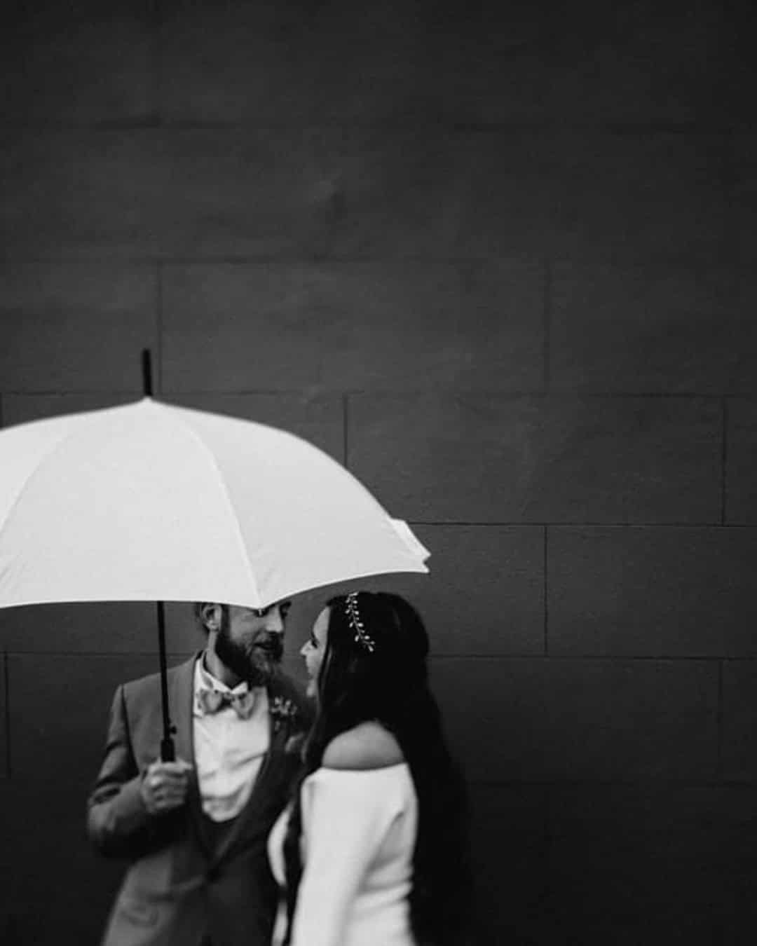 Wedding Photo Under Rain