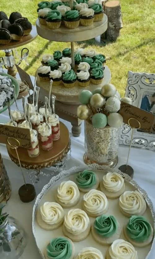 Green and white dessert station