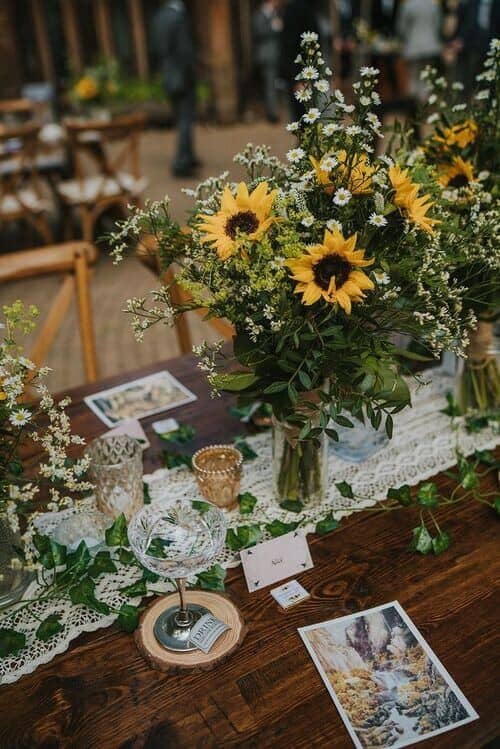 Sunflowers and lace