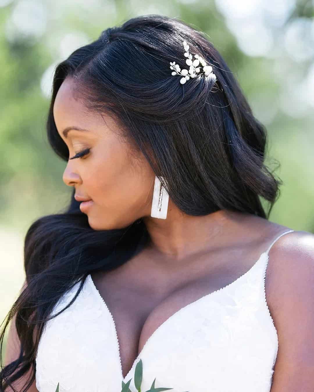 Half Up Half Down Wedding Hairstyles for Black Hair