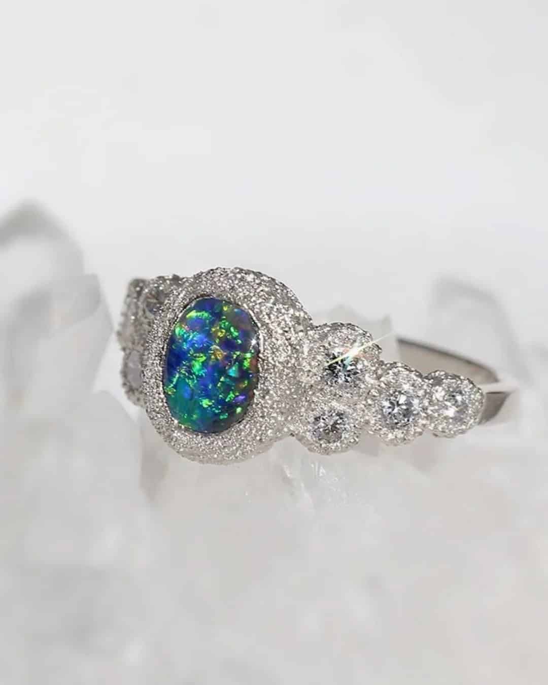 Engagement Rings With Black Opal