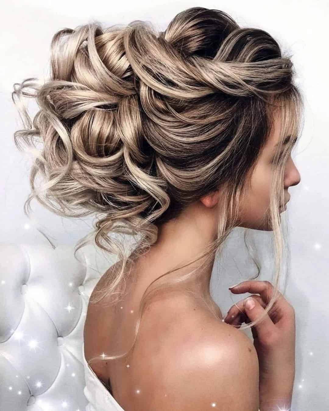 Swept-Back Updos For Curly Hair