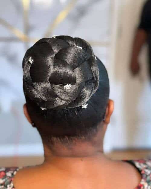 1 Clean Braided Bun with Crystal Hairpins