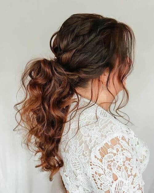 18 Messy French Braid in Low Ponytail