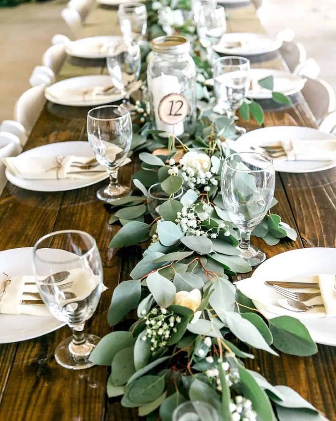 Table Decor Wedding Greenery Runner