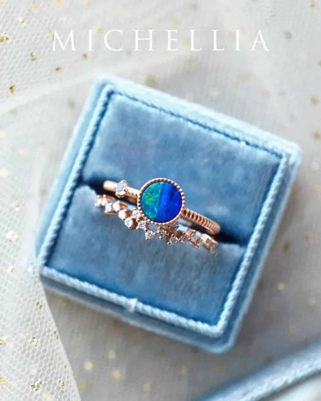 Stylish Black Opal Engagement Ring