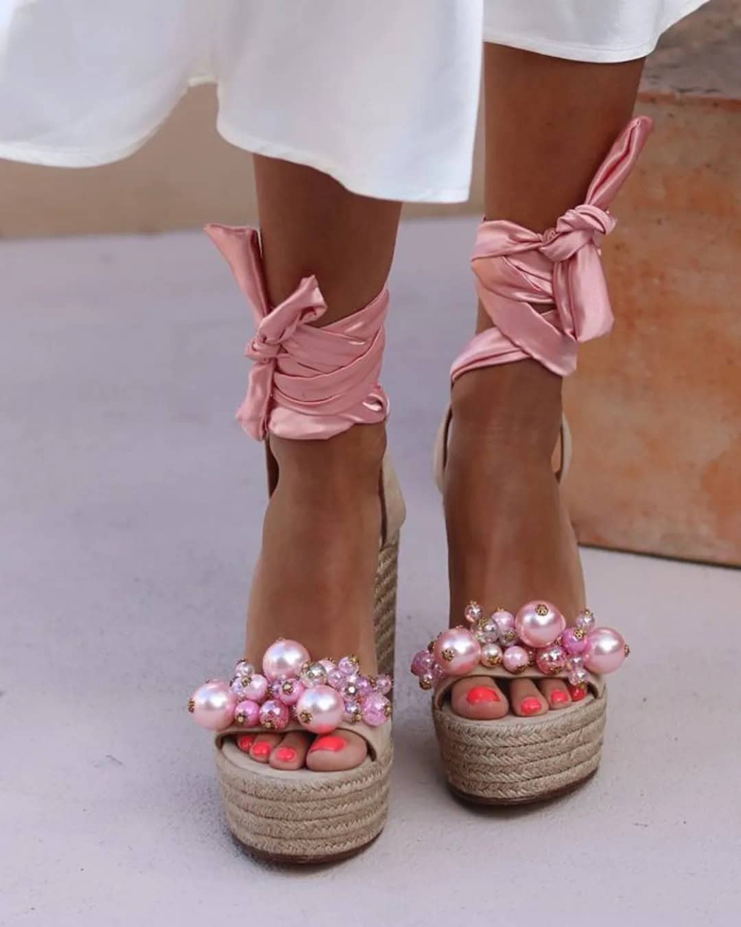 Wedge Beach Wedding Bride Shoes