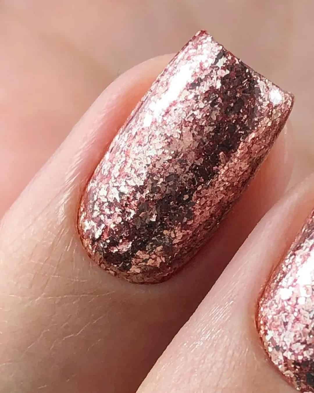 Glitter Rose Gold Bridal Nails