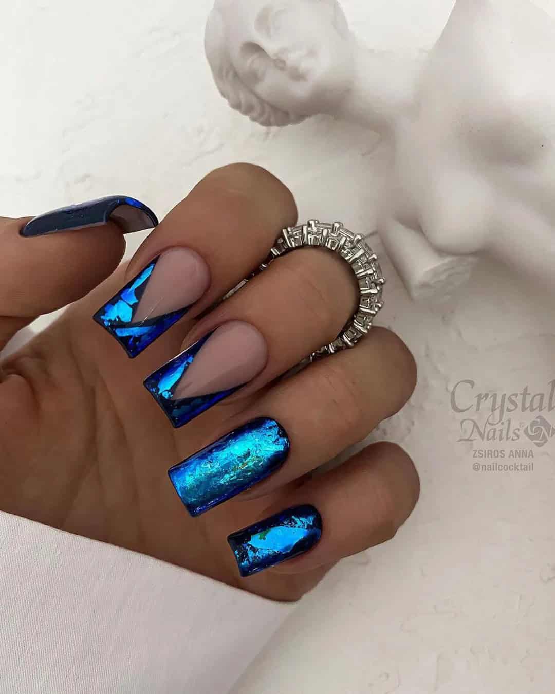 Acrylic Navy Blue Wedding Nails