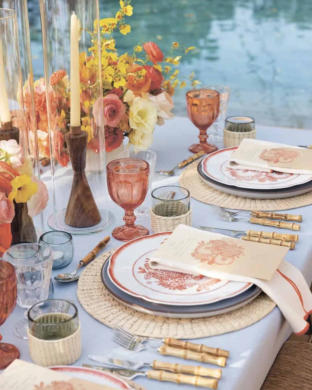 Outdoor wedding table settings